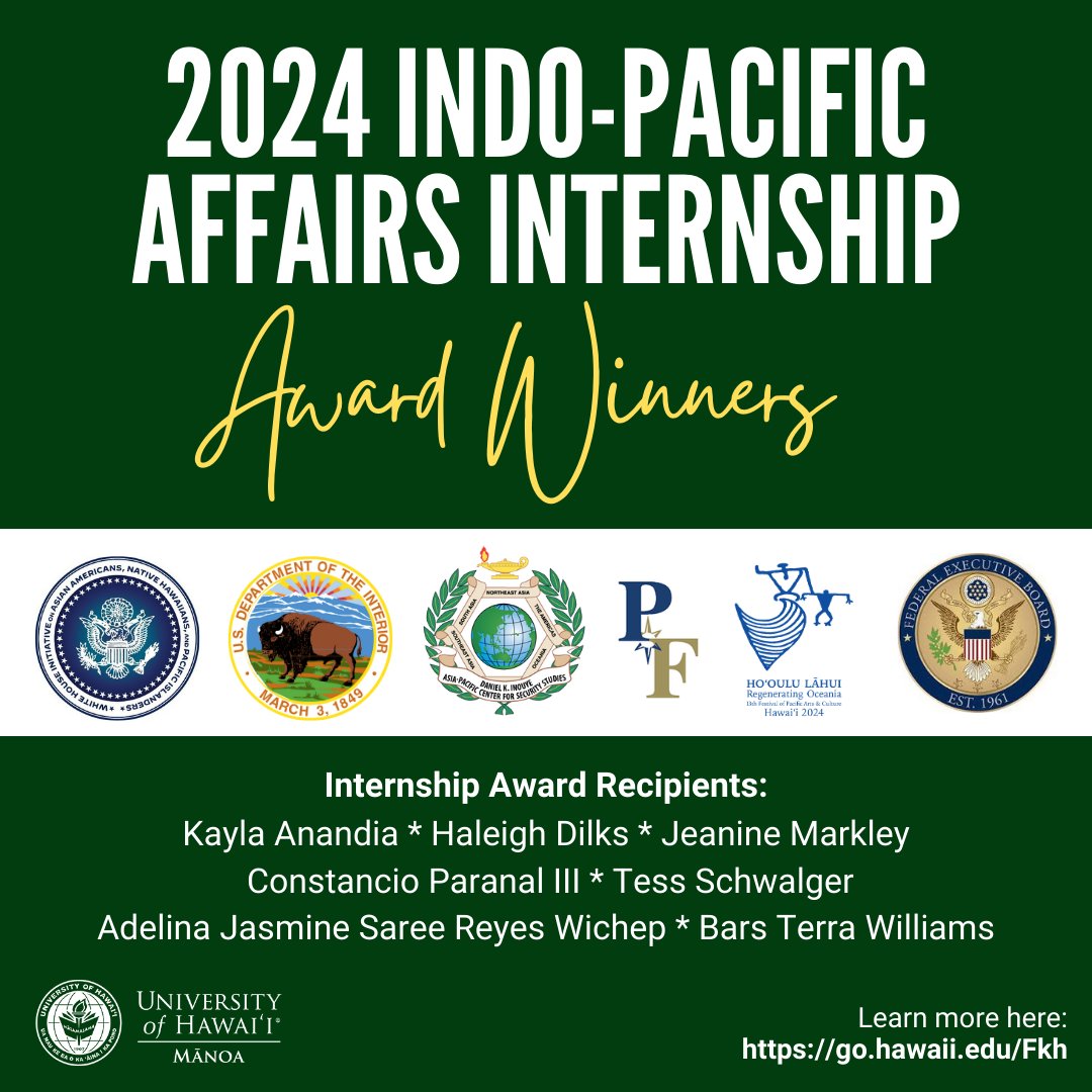 🌍🎓 Announcing the 2024 Indo-Pacific Affairs Internship Award Winners! Over the next week, we will introduce you to our diverse and talented interns ready to make a global impact!

#InternshipOpportunity #FutureLeaders