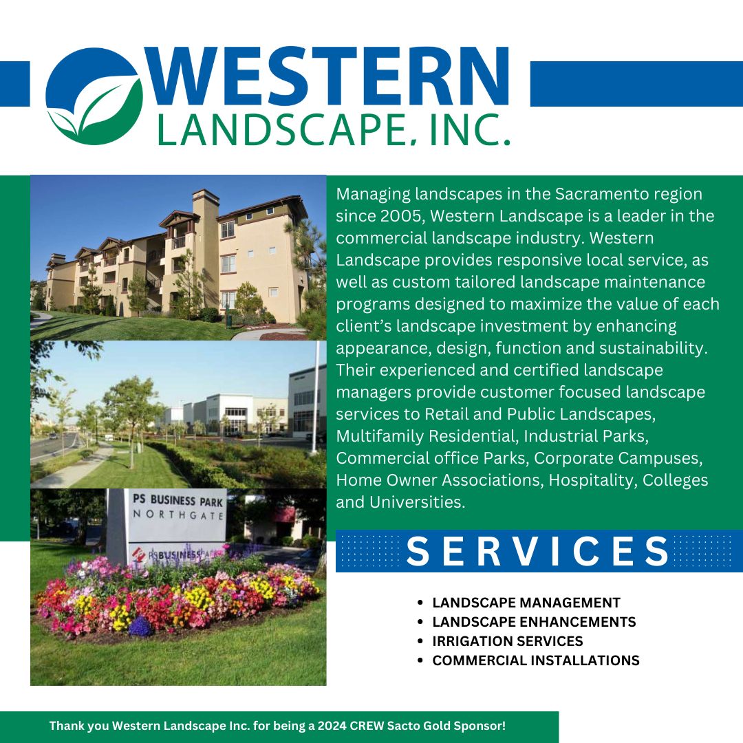 Thank you to Western Landscape, Inc. for being a 2024 CREW Sacramento Gold Sponsor! To learn more about Western Landscape and the services they provide, please visit their website. --> buff.ly/3Uah8V1  #CREWSacto #AnnualSponsor