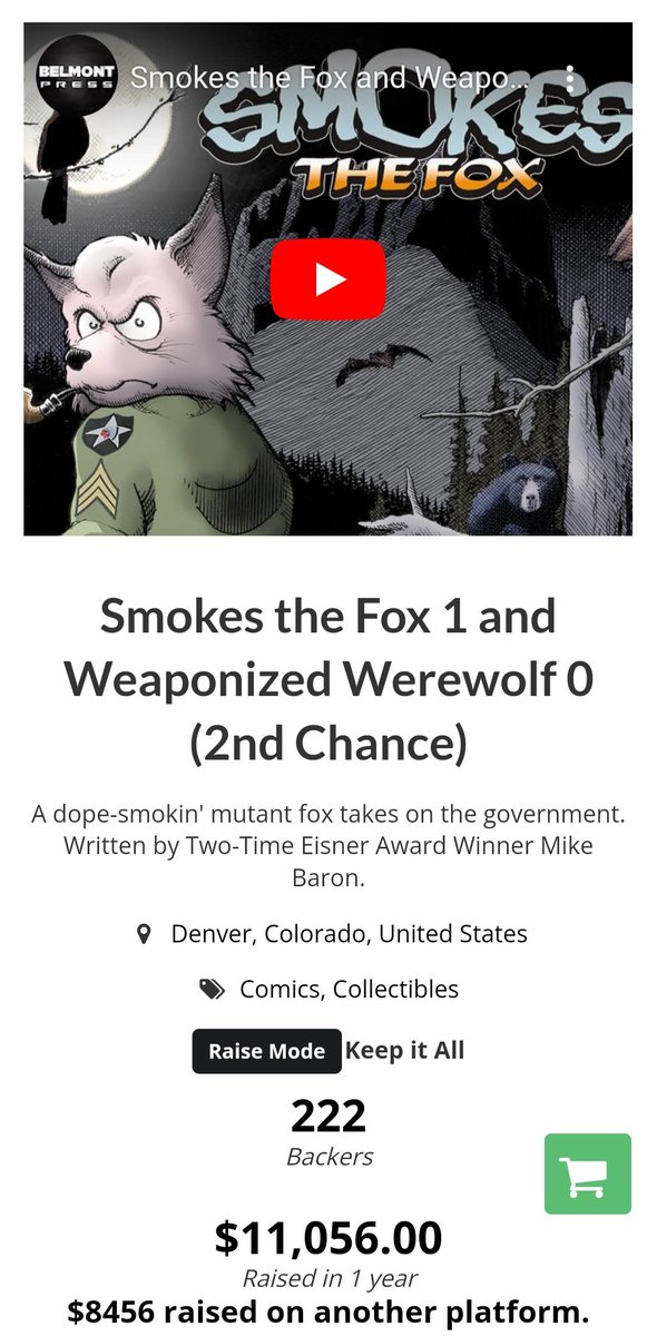Smokes is now over 11k! I would like to thank all the backers and supporters. If it wasn't for @EthanVanSciver paving the way, this dream wouldn't have been possible. fundmycomic.com/campaign/40/sm…