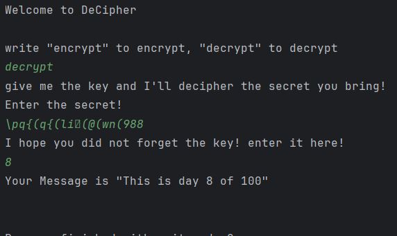 ShrayGoswami's tweet photo. Day 8 of #100DaysofCode #Python

Today, made a very simple encryption, decryption tool.

New Concepts Brushed:
- Functions with arguments (pass the (encrypted) message and key

#100daysofcodechallenge #100daysofpython https://t.co/fwHJqRj5Oc