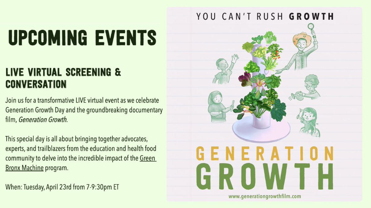 🌍 Join us for a FREE live virtual screening of #GenerationGrowth on April 23rd, 7-9:30 PM ET, hosted by @citizenpicmo  and @greenBXmachine !  Secure your spot now for an experience you won't want to miss: generationgrowthfilm.com/?utm_source=pl… #PlusMediaSolutions #EarthWeek @StephenRitz 🌱