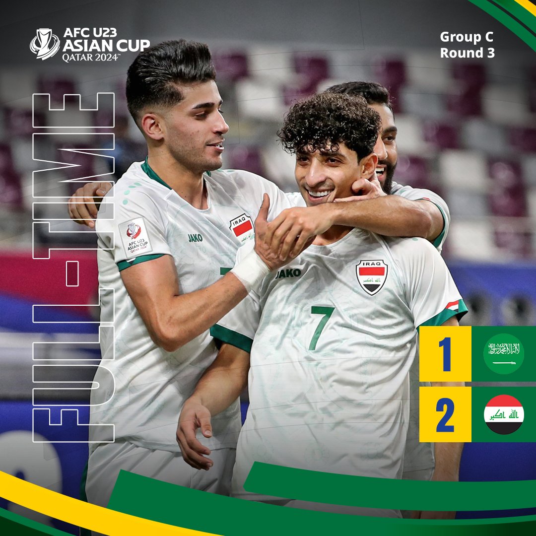 Final match result between Saudi Arabia and Iraq

🇸🇦🆚🇮🇶

#AsianCupU23 #HayyaAsia #AFCU23 #RoadtoParis2024