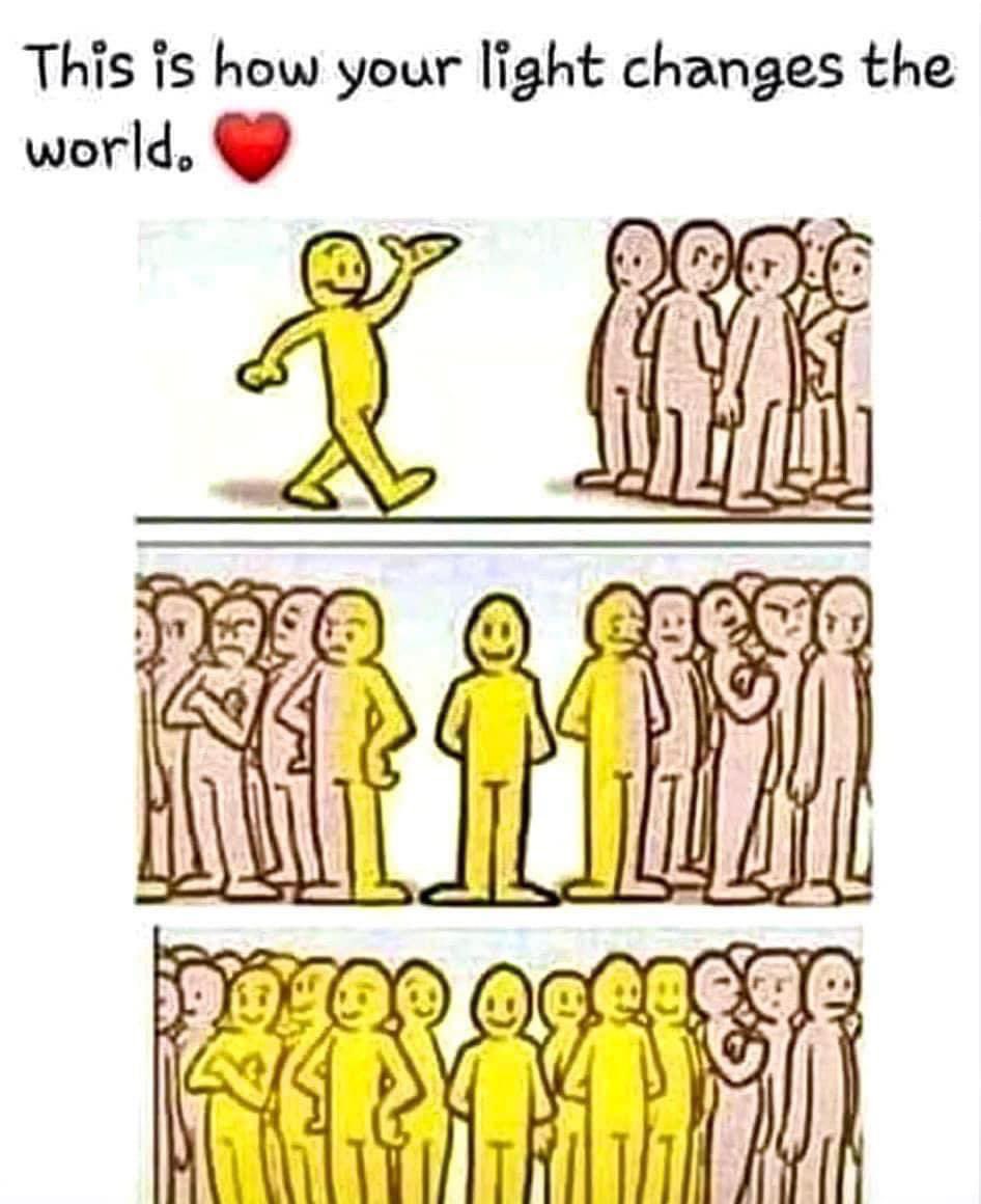 Optimistic realism is so important for well-being, culture + creativity. I love this illustration demonstrating how every person can make a difference #lightbringers!