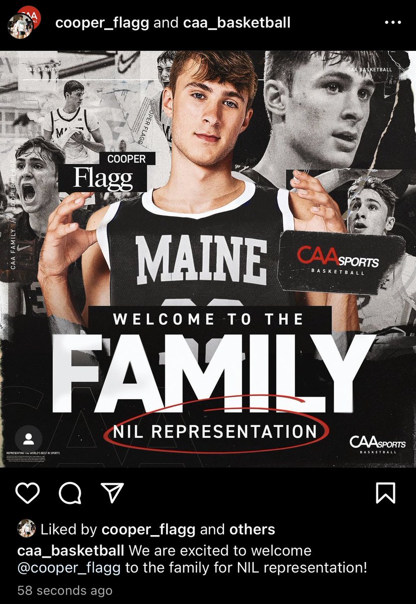 Cooper Flagg, still in high school, signs with CAA Sports.