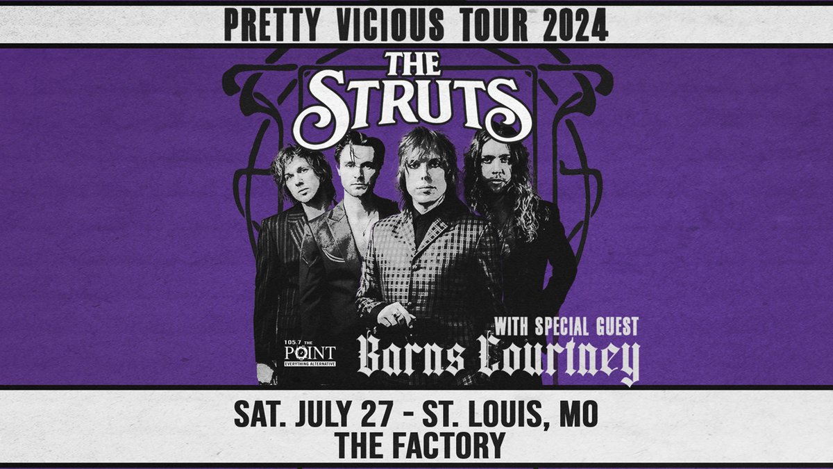 We’ve got your chance to win free tickets for THE STRUTS – with special guest Barns Courtney - on Saturday night, July 27th at @thefactory_stl! You could win your way in for free to see The Struts! Get entered to win right now at tinyurl.com/2s3badjv!