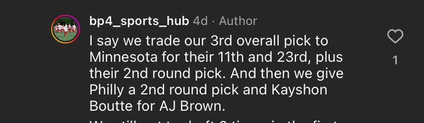 this man just said a 2nd round pick and Kayshon Boutte for AJ BROWN 😭😭😭