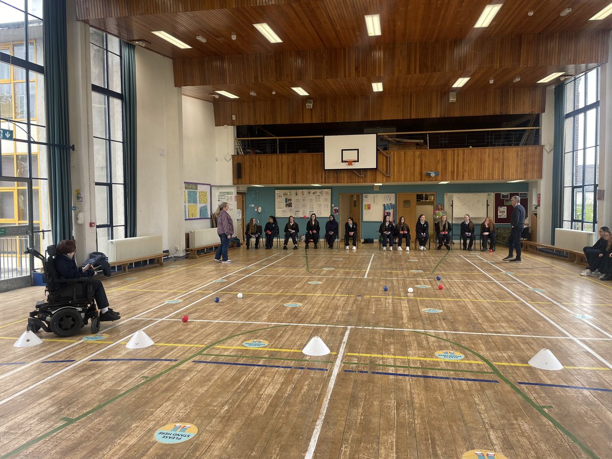 A huge thank you to Caoimhe in 2nd Year, her Boccia coach Liam and her mam Elaine who came in today to demonstrate the rules around the sport and how a full game is played! @stpaulsg @lecheiletrust1