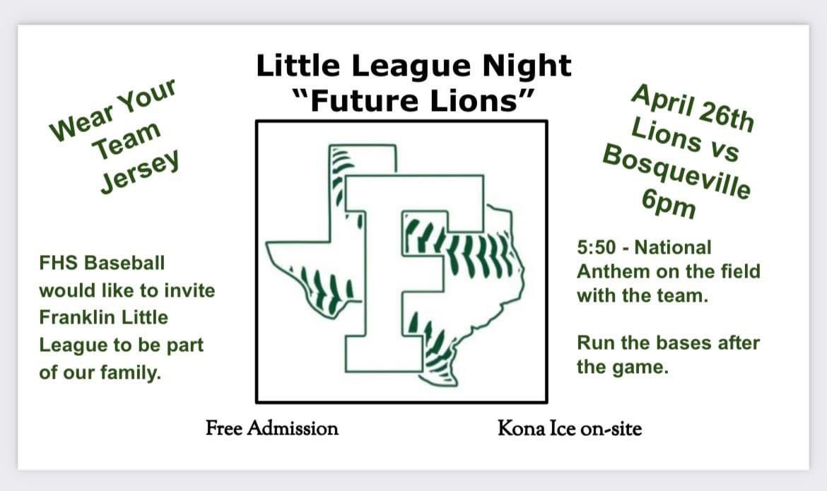 Reminder for this Friday! @FranklinLionBSB