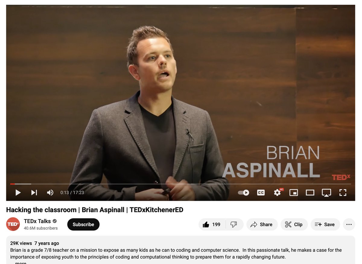 HOLY SMOKES! My latest @TEDx Talk is pushing 30,000 views! Big THANK YOU! ❤️🎉 Hacking the classroom | Brian Aspinall | TEDxKitchenerED #HackTheClass 🎥 #CodeBreaker 📚 youtu.be/UyxfPnO5lgk?si…