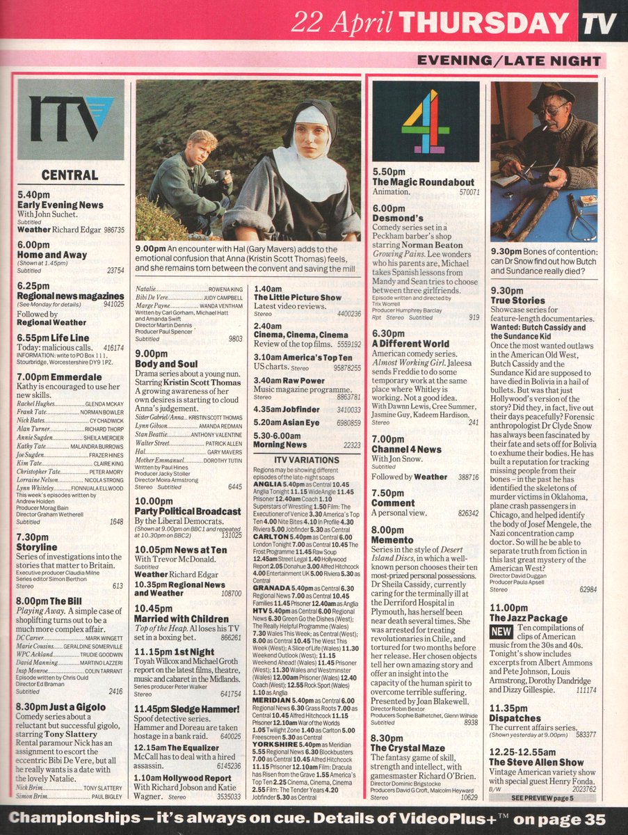 TV1993: Here's what was on TV on this day back in 1993 (Thursday) 22 April 1993. Any favourites / memories here?