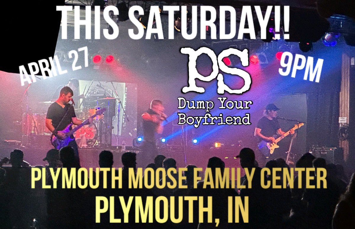 This Saturday night!! Plymouth Moose Family Center #741 can’t wait to see all our Plymouth friends!! #psdyb #psdumpyourboyfriend #pfreakshow #pfreakshowband #livebands #thisweekend #livemusic #goodtimes #greattime 
#party #itsaparty #partytime #energy #somuchfun #top40hits #top40