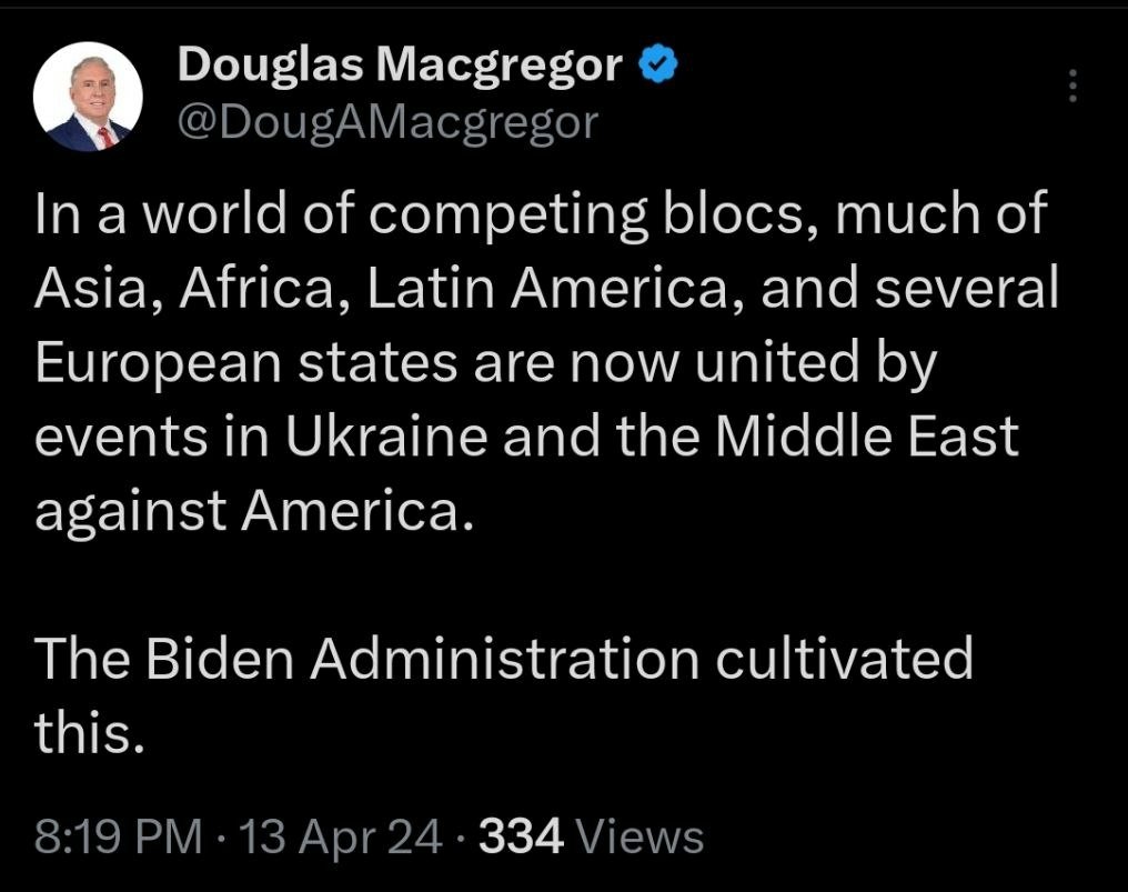 I wondered how long it would take for the Biden regime to get us into a new war or proxy war. Jobama's policies & open S border is an effort to remove the United States as a power broker on the 'world stage'. Pretty soon, the US will be as weak & ineffective as Joe Biden. THAT