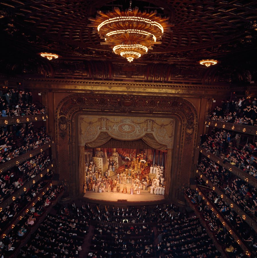 Verdi’s opera Aida enthralls a packed house in New York City, July 1964.Photograph by Albert Moldvay.