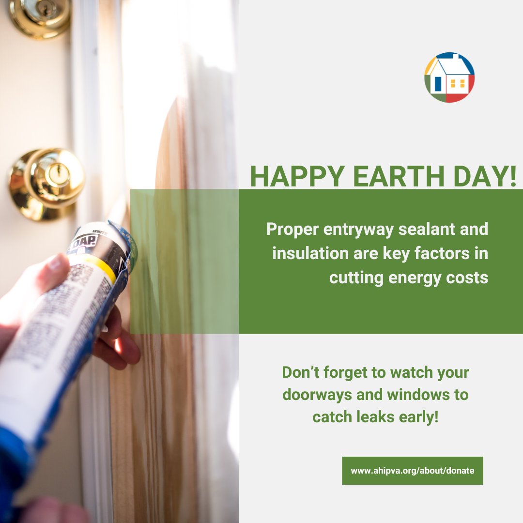 Happy #EarthDay to everyone at the start of this new week! We here at AHIP are always happy to do our part in cutting energy usage while keeping folks #SafeAtHome. One of our preferred methods is updating entryway sealant, especially with the help of our friends at @LEAP_VA 🚪