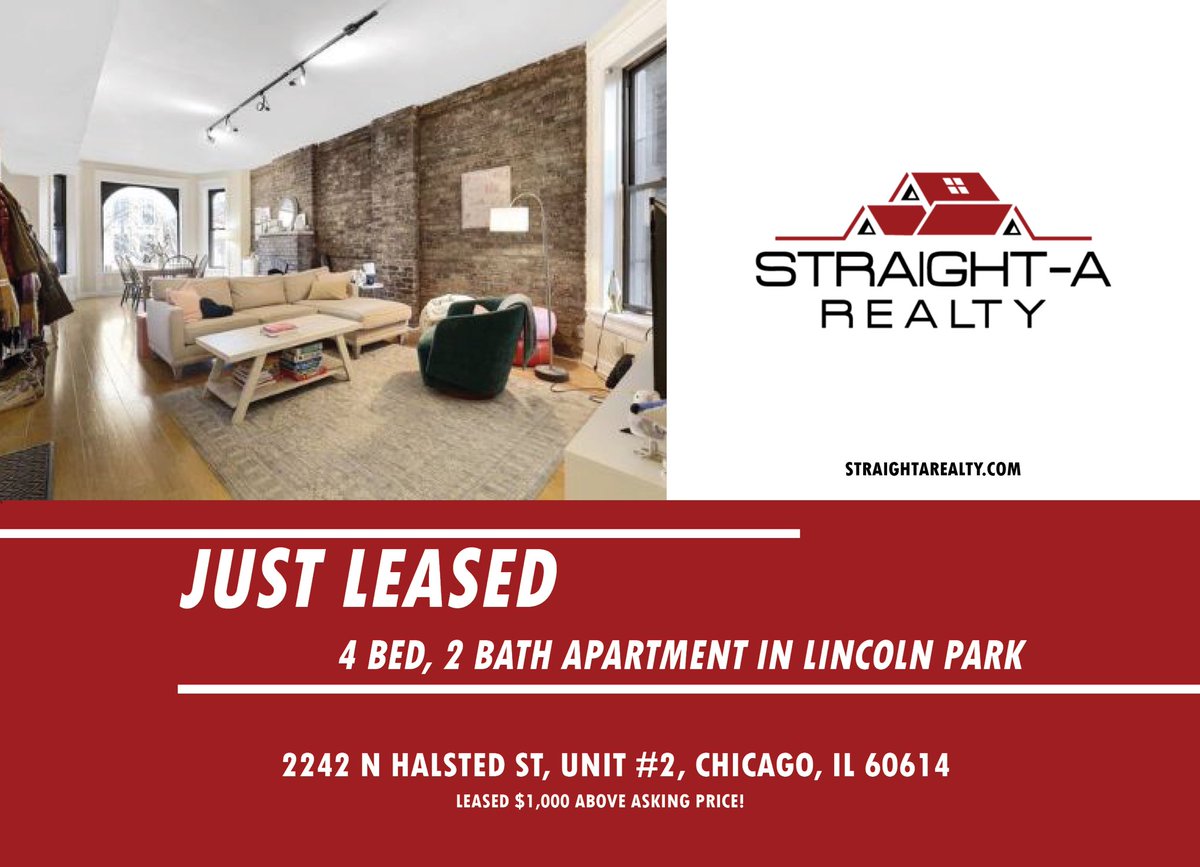 🏙️🔑 Just leased a Lincoln Park apartment for $1,000 above asking price! Multiple offers! Visit straightarealty.com for leasing & management services! #ChicagoRealEstate #LincolnParkLiving