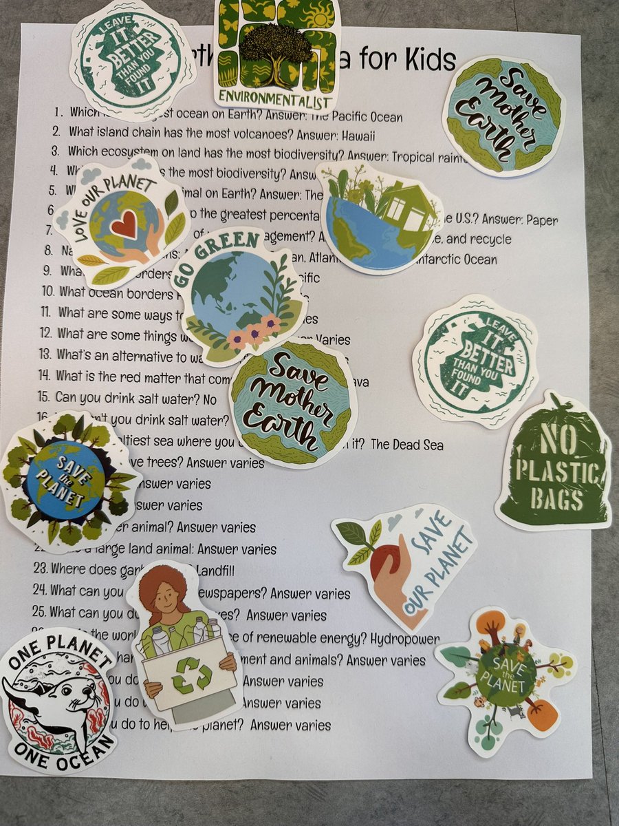 Today we celebrated #EarthDay2024 by testing our knowledge of our beautiful planet 🌎 Ss received stickers to spread the message & awareness 🫶🏼 #EarthDayEveryDay #ProtectOurPlanet #onlywb @wbmslakers @wbloomfieldschl