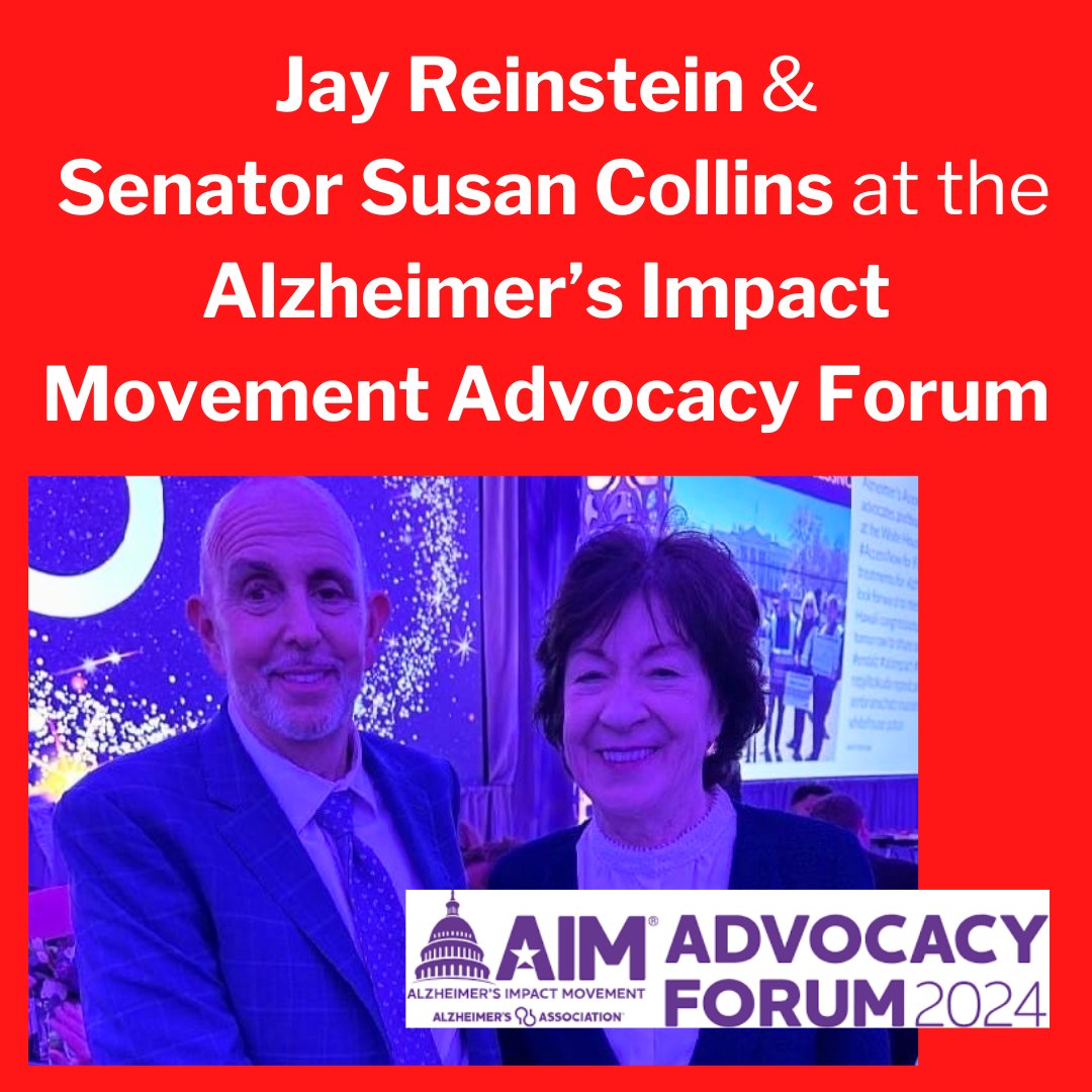 VoA Board Member Jay Reinstein was spotted at the annual Alzheimer’s Association’s Alzheimer’s Impact Movement (#AIM) Advocacy Forum in Washington alongside Senator Susan Collins of Maine.

#VoA #Alzheimers #EndAlz #Impact #AlzheimersAssociation