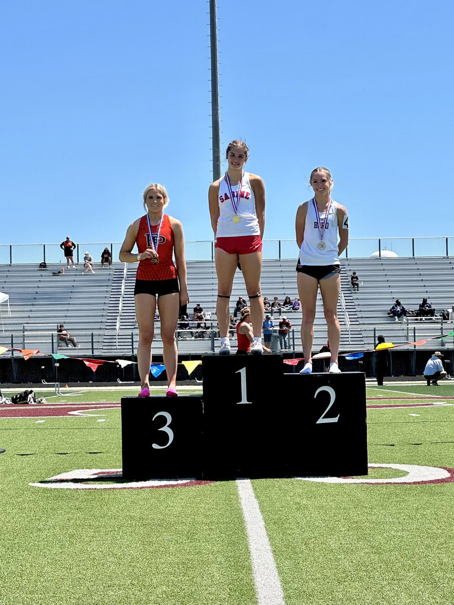 Peytyn Goodin placed 3rd in the 400m dash at the Regional Meet, with a time of 57.76 seconds. She breaks her own school record again this season! #WeArePilotPoint