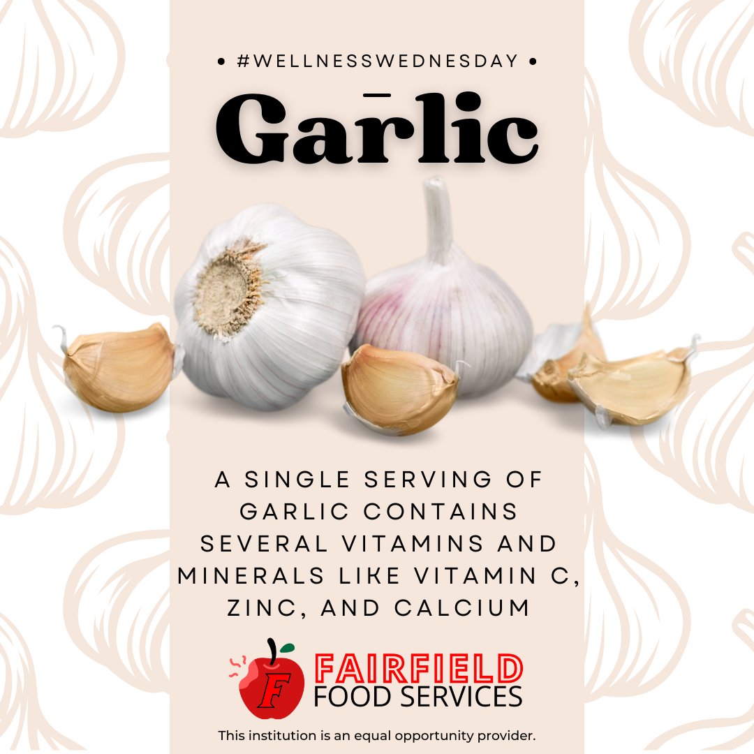 Garlic is a powerful anti-inflammatory that helps lower cholesterol levels! 🧄

@FCSDNews #FairfieldPride #FairfieldOH #FairfieldOhio #Fairfield #OHschools #ButlerCounty