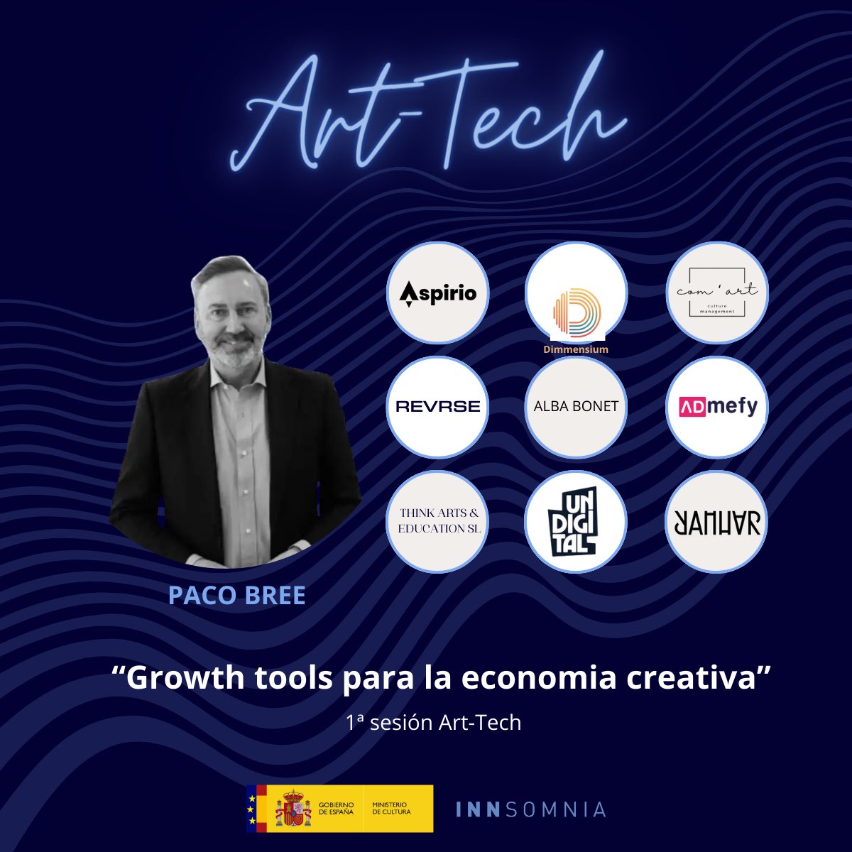 📺📺 ¡Primera sesión de #GrowthTools para el programa ArtTech del @culturagob completada 🙌! @PacoBree, CEO de @InnduxDigital ha sido el encargado de llevarla a cabo con gran éxito. Gracias a las 9 startups seleccionadas 🚀✨ ¡Seguimos!