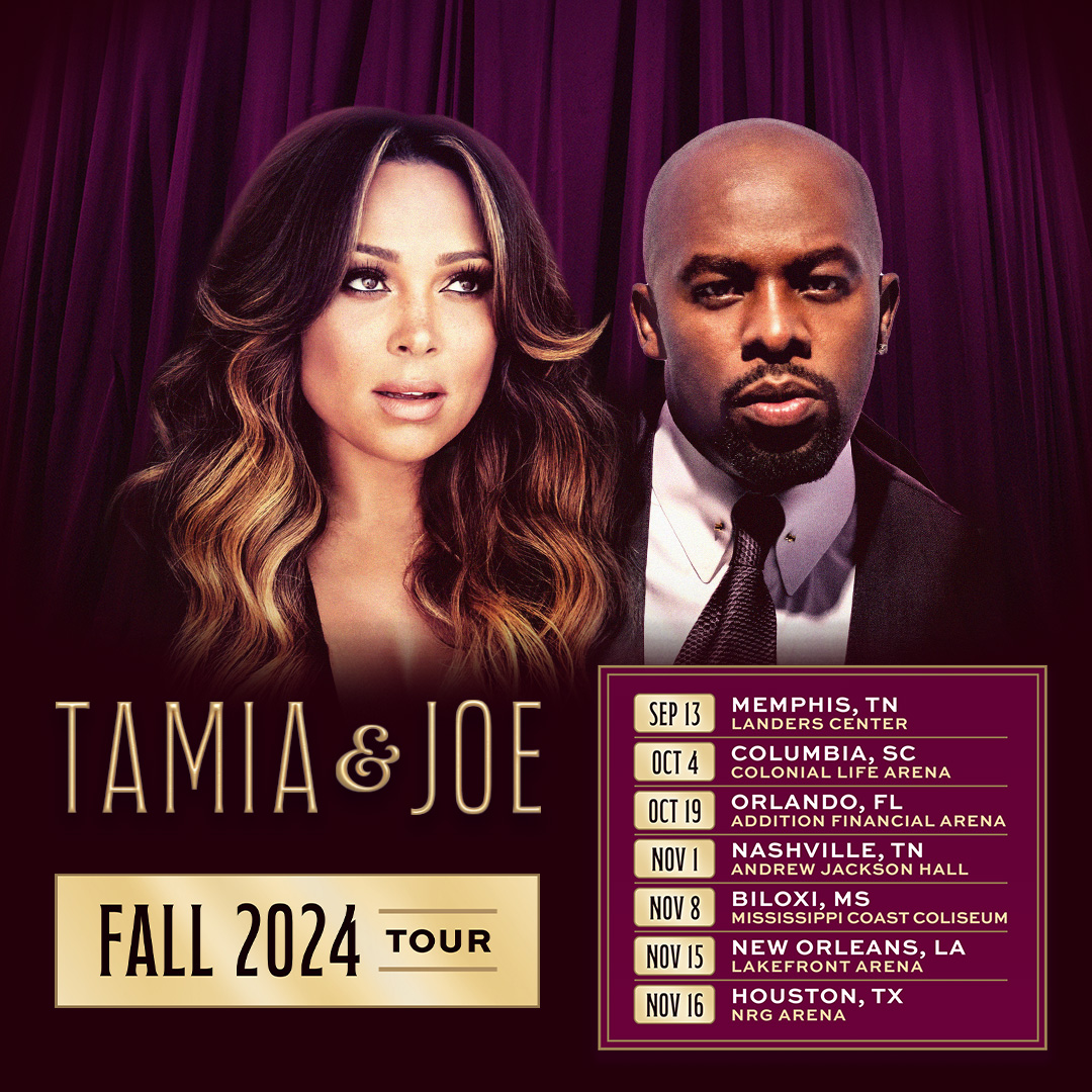 3 More Shows Added!‼️‼️‼️ 
Tamia & Joe Fall Tour 

🗓️ 11/1 Nashville, TN
🗓️11/8 Biloxi, MS
🗓️11/15 New Orleans, LA

🎟️Pre-Sale starts Wednesday, April 24 at 10 am local
✨PRE-SALE CODE: TJ24

🎟️On-Sale starts Friday, April 26 at 10 am local
#Tamia #Joe #RnB #OnTour #FallTour