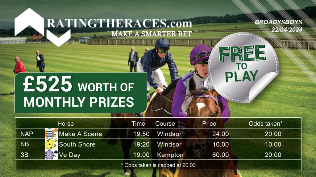 My #RTRNaps are: Make A Scene @ 19:50 South Shore @ 19:20 Ve Day @ 19:00 Sponsored by @RatingTheRaces - Enter for FREE here: bit.ly/NapCompFreeEnt…
