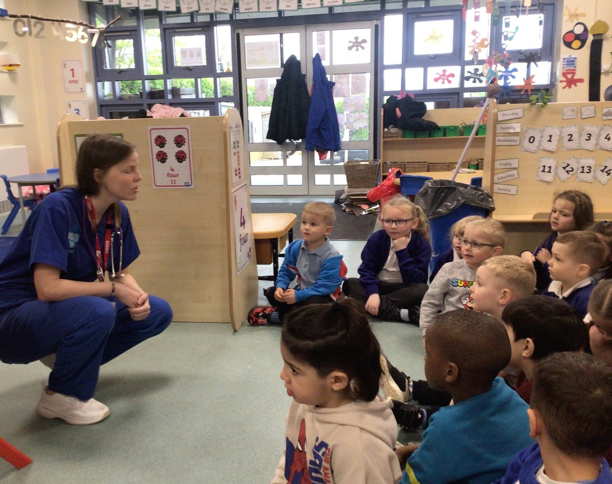 HMSWizardFS1's tweet photo. We had a surprise visit from Hazel, the vet, and her colleague Jon from the Blue Cross on Friday. They told us all about the work they do and what animals they help! @DeltaStrand @PieCorbett @Talk4Writing @HMSWizardFS1 #TheBlueCross #Community https://t.co/k6KwqdJbZs