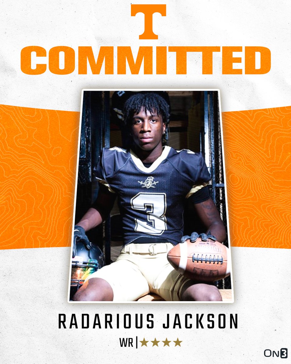 🚨BREAKING🚨 On3 Top-100 WR Radarious Jackson has committed to Tennessee, he tells @ChadSimmons_🍊 Read: on3.com/college/tennes…