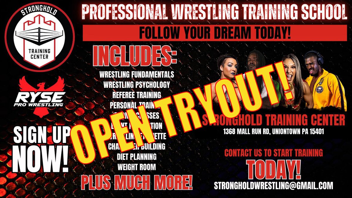 If you missed our last open tryouts we will be doing another round on April 29th. Email Strongholdwrestling@gmail.com to reserve your spot and ask any questions.