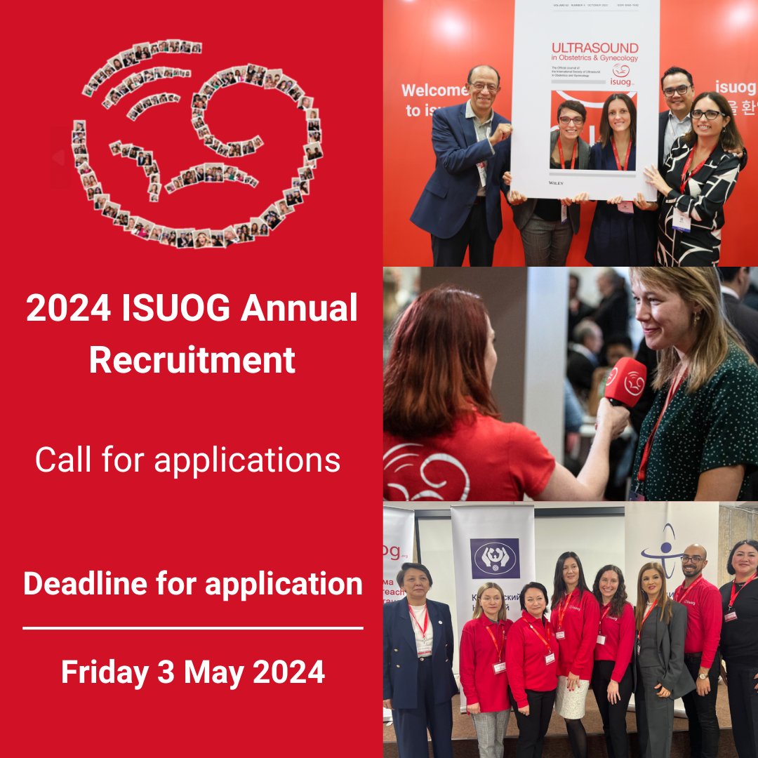 ISUOG's tweet photo. Passionate about making a difference and driving ISUOG's activities in a dedicated geographic region or a specialized area?  We are recruiting and deadline for applications is Friday 3 May 2024. Apply now: https://t.co/qftJTGw5aA #loveultrasound https://t.co/V1ZcrT7ARj