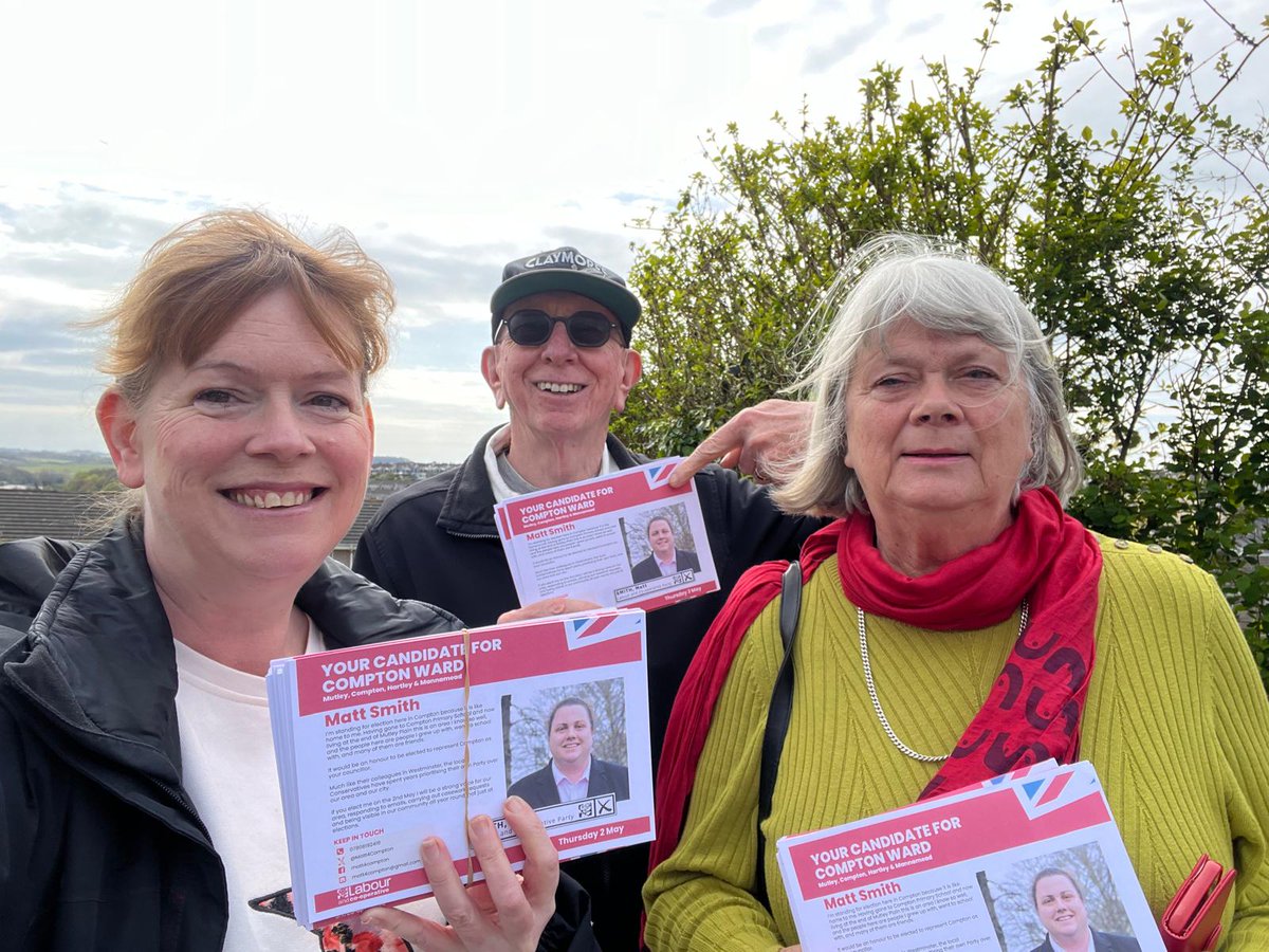 We knocked on over 600 doors in Compton today, across three different canvasses. We found a huge number of Labour voters, many of whom are voting Labour for the first ever time next week! Lovely to have so many of the @PlymouthLabour team coming out and lending me a hand🌹