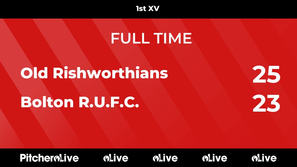 BoltonRUFC's tweet photo. FULL TIME: Old Rishworthians 25 - 23 Bolton R.U.F.C.
#OLDBOL #Pitchero
https://t.co/oEEOp2nepY https://t.co/CLpW8qqjR1