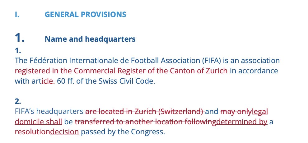 A proposed amendment to the FIFA Statutes.