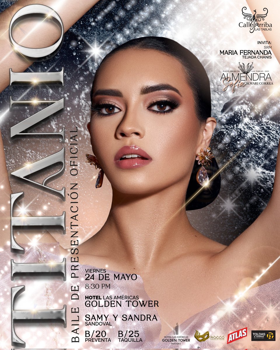 ¡PRESENTACIÓN OFICIAL!
¡LA TITANIO!
Viernes 24 de mayo
Salón Titanio del Hotel Las Américas Golden Tower
8:30 p.m. 
Disfrutaremos de la música de los Patrones de la Cumbia, Samy y Sandra Sandoval, DJs y la mejor murga del país, la de Calle Arriba de Las Tablas.
#CalleArriba