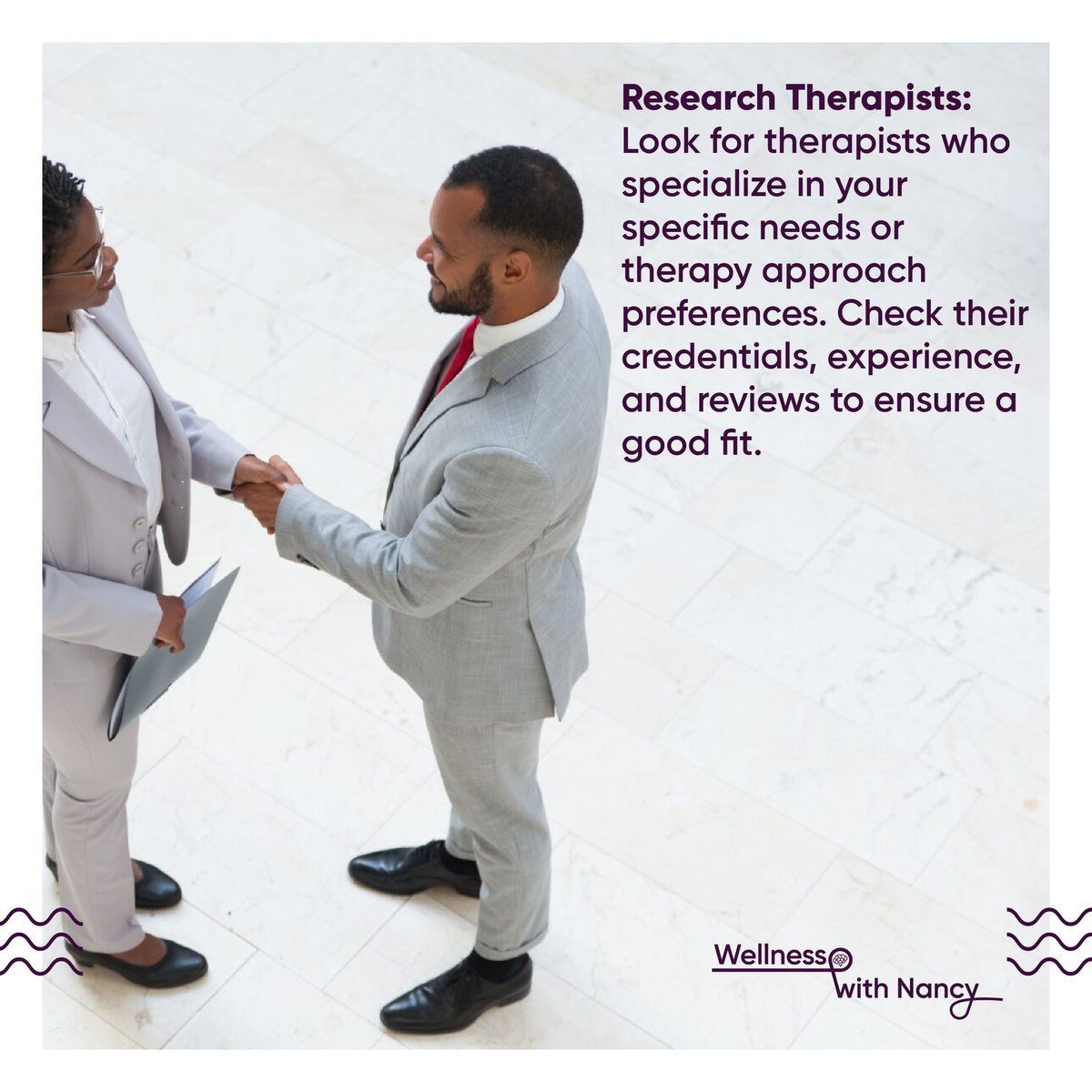 wellnesswithN's tweet photo. Embark on your therapy journey with confidence! Here are key tips to find the right therapist and make the most of your sessions. 

 appointment bookings call/whatsapp :+254 759 264 466.

#TherapyJourney 
#StressAwarenessMonth 
#WellnessWithNancy #mentalwellness #wellness https://t.co/3g7CagiwAX