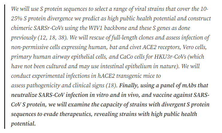 8/ Here is what the grant authors planned to do with these strains (emphasis added):