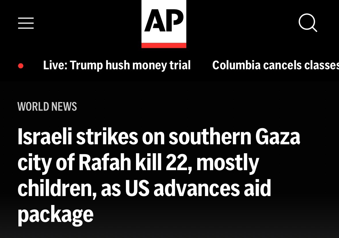 Yesterday, the IDF killed 22 Palestinians in Rafah, 18 of whom were children. That is getting very little attention. American elected officials are enabling this.