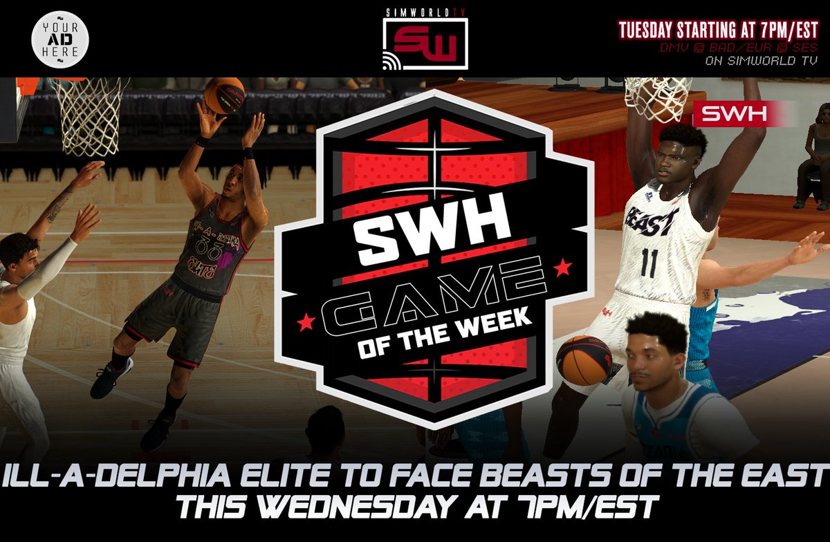 SimWorld4K's tweet photo. This week’s Game of the Week is one you will not want to miss!! Two of the best Founder’s Region teams, Beasts of the East and Ill-a-delphia Elite, will battle it out on Wednesday, April 24, at 7 pm/EST.  Both teams currently hold a record of 17-6 with Beasts of the East on a 2-game losing street and Ill-a-delphia on a 1-game losing streak. Both teams have talented coaches and equally as talented players, so it really could be anyone’s game. Who do you think will be victorious? Let us know below!

Subscribe and turn on notifications at https://t.co/JkSG6W41vv to be sure you will not miss this game!

Join the conversation at https://t.co/TQBJm3b8wj!
 
 #SeeTheGameBeTheGame #basketball #rpg #coach #metaverse #esport #NBA #virtual #simulation #viral #Trending #fyp #nba2k #collegebaskbetall #Richmond #Virginia #Philadeliphia #Pennsylvania #sport #ncaa #Gameoftheweek #nba2k #athlete
