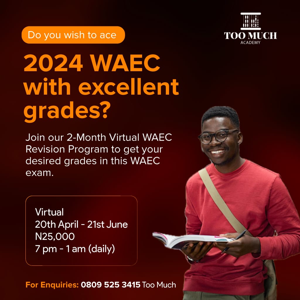 Taking the step to prepare WAEC candidates rigorously for their upcoming WAEC exam.

If you have any WAEC candidates who r ready to prepare for the exam without having any thoughts of engaging in malpractices, please RT the details until it gets to them.

Help us make IMPACT 🙏