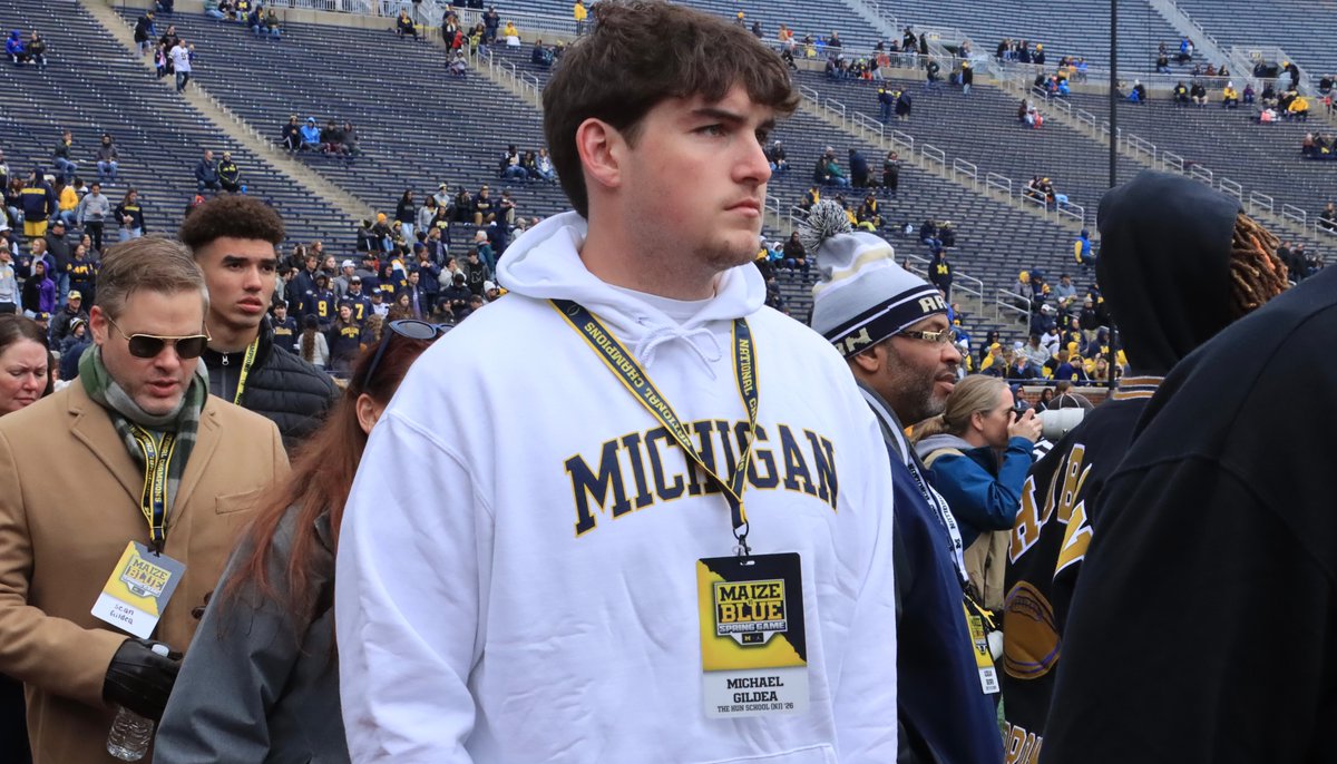 Emerging 2026 OL and legacy recruit, Michael Gildea (@Michaelgildea77) has 'amazing' visit to #Michigan (VIP) 'Every high school recruit dreams about winning a national championship and there it is very achievable as seen last year.' 247sports.com/college/michig…