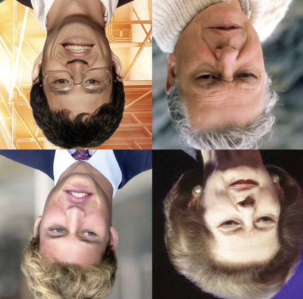 The Thatcher effect is a phenomenon describing the mind’s inability to recognize facial problems when faces are turned upside down. (Turn the image around)