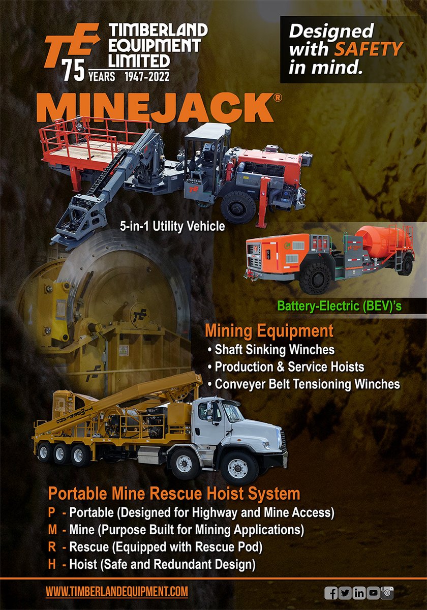 Look for the following Timberland Equipment Limited ad in the next issue of International Mining.  Timberland Equipment Limited Mining Products Designed with Safety in Mind  For more information about our mining capabilities, visit here. lnkd.in/gcWt2DMY@Timbe…