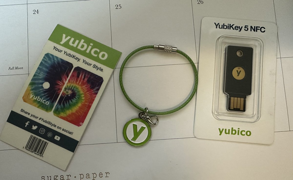 NicoleBeckwith's tweet photo. Did you know @Yubico has cool skins and accessories you can use to help identify and keep your keys safe! I had to have the tie-dye skin! How cute is this!?! #yubikey #security #YubiStyle https://t.co/CSIXn9S0IF