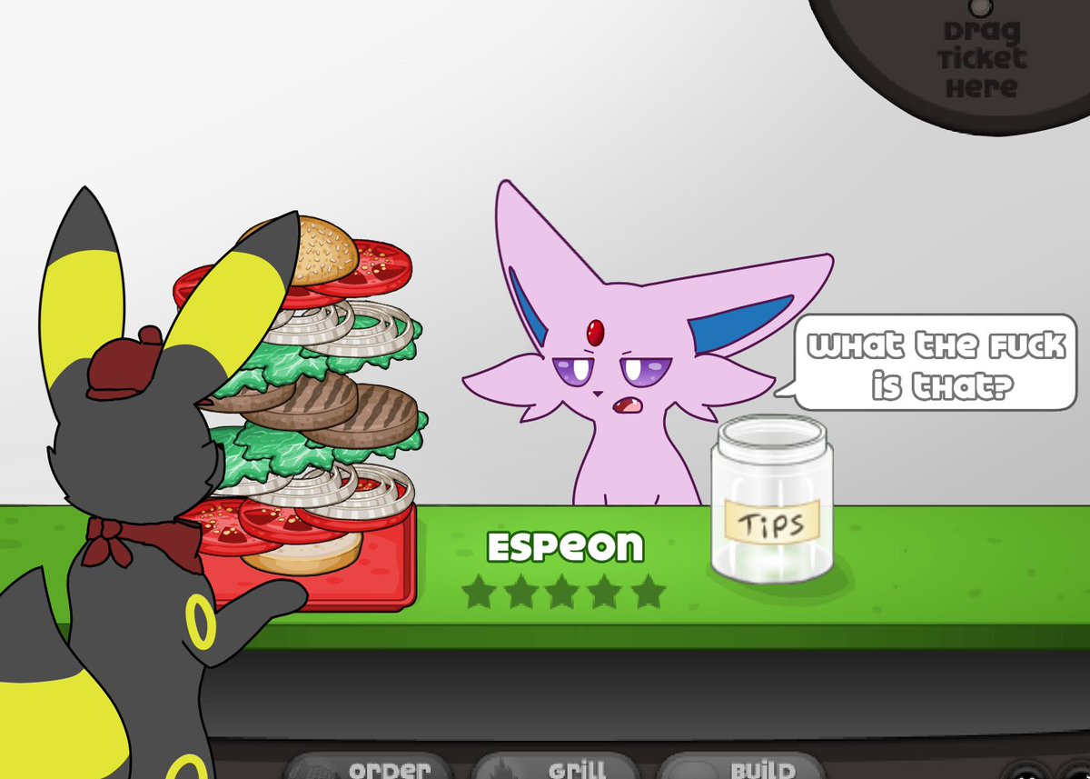 LeSuperiorNut's tweet photo. Welcome to Papa's NEW Burgeria!

(#umbreon #espeon #pokemon) https://t.co/5VLBT59t8a