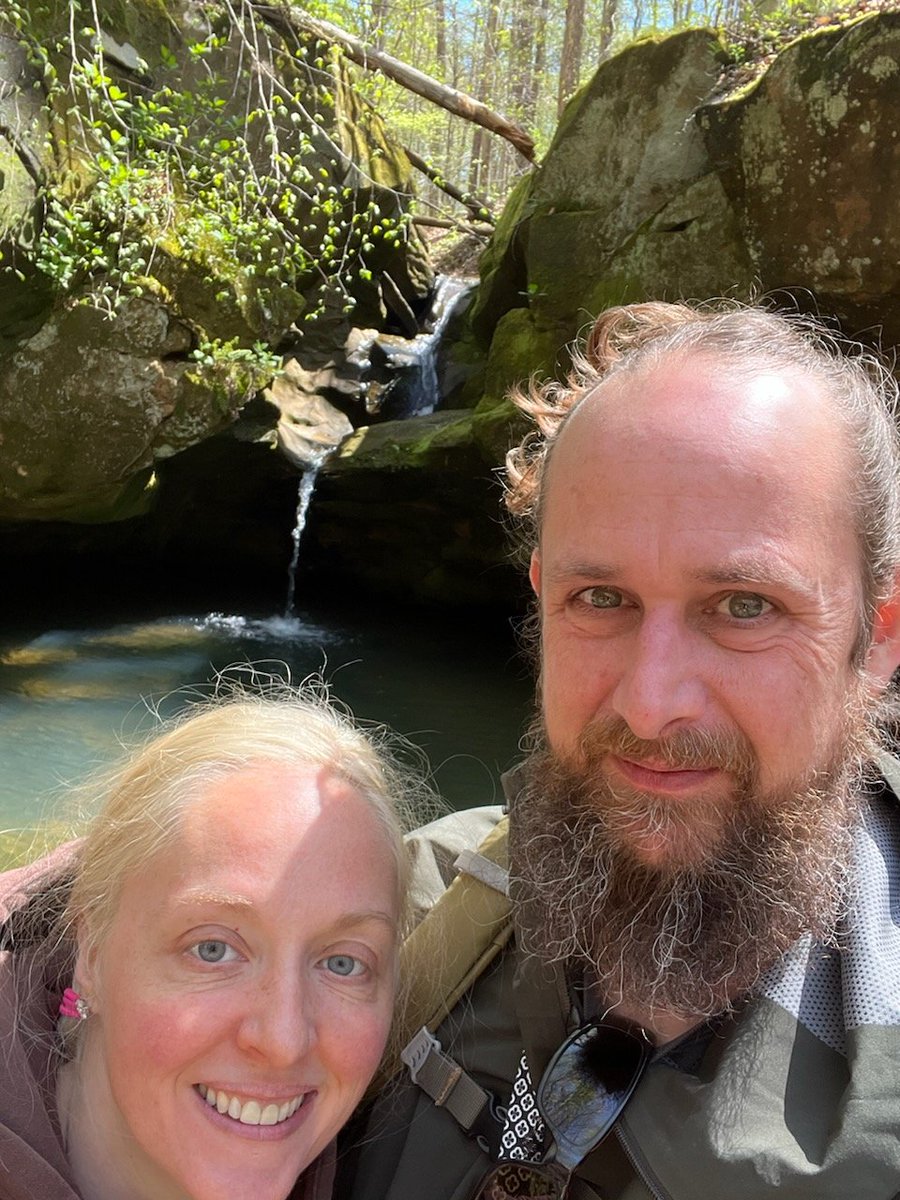 We hiked to our waterfall to see how full it was so far this Spring and took this selfie.

And I keep looking at this pic thinking we are somehow looking like we are related as we age. 

As an adopted person, I have never looked like my family, and now this is happening?! 🤪