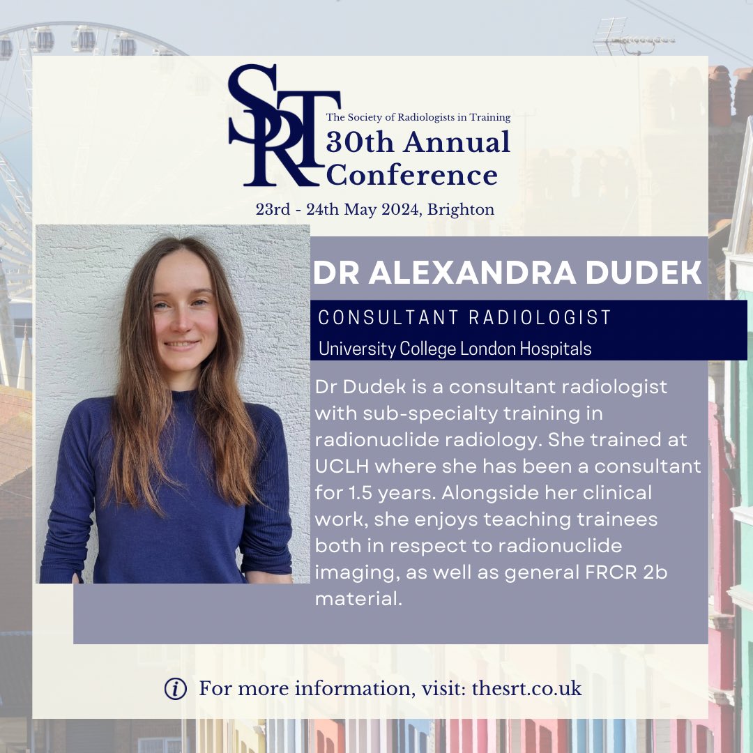 Interested to learn more about DOTATATE PET imaging? 🤔 Do not miss Dr Alexandra Dudek's session at the SRT 30th Annual Conference! 🌟 Book your ticket now and explore the full program at thesrt.co.uk. See you there!🎉