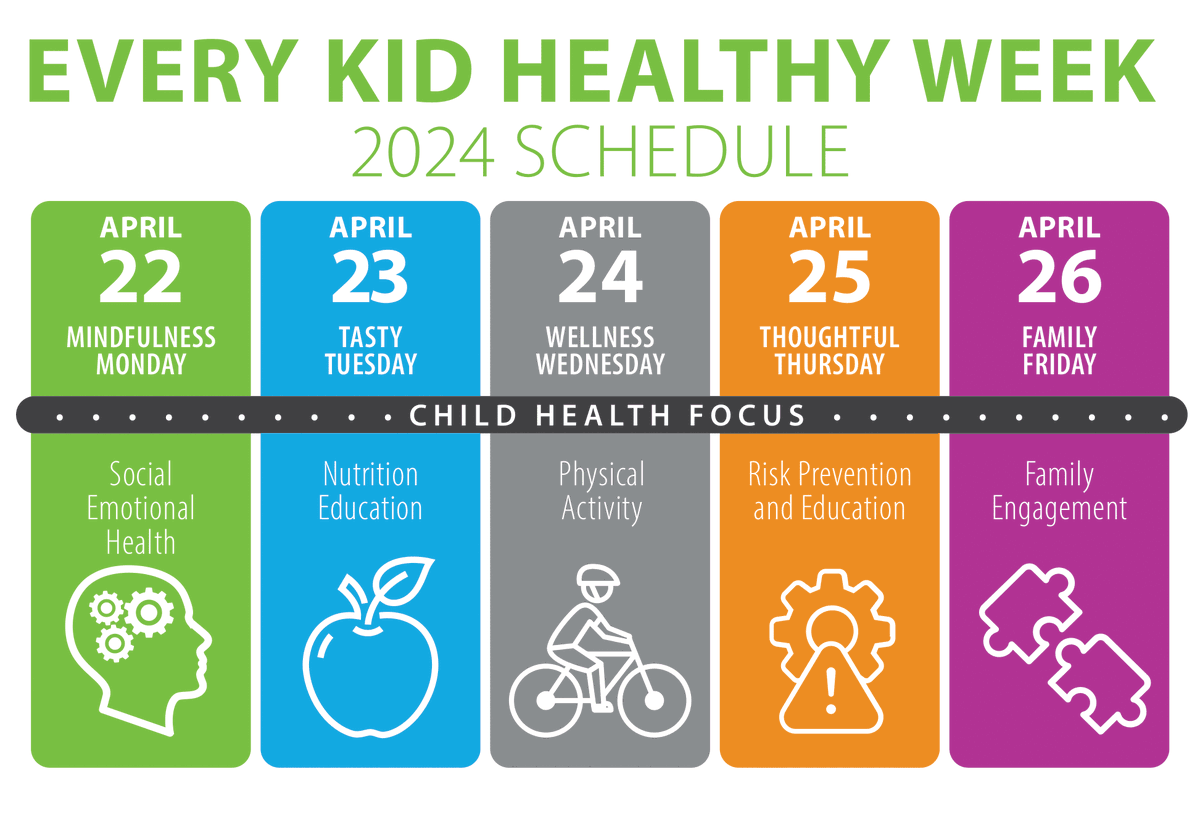 We want our kids to grow up healthy and strong! This week, we hope you'll join us in celebrating 'Every Kid Healthy Week!' @Act4HlthyKids has activities and resources you can use to create healthy habits at home and in your community: bit.ly/2wGarmK