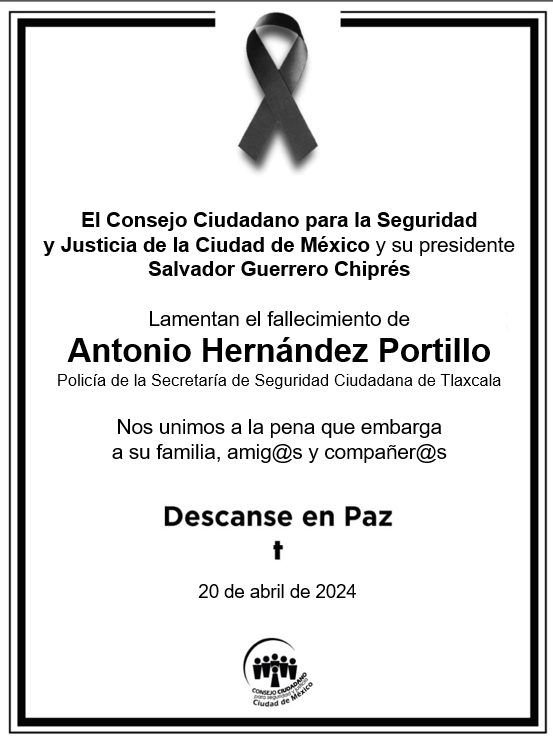 Desde @elconsejomx lamentamos el fallecimiento de Antonio Hernández Portillo, elemento de la @SSCTlaxcala. Reconocemos su labor y rechazamos enérgicamente el linchamiento promovido en Xitototla, Zacatelco. Exigimos justicia a las autoridades correspondientes. QEPD