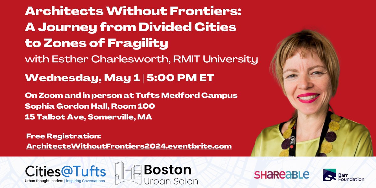 Please advertise this free event Wednesday 1 May at 5pm. Register eventbrite.com/e/architects-w… @TuftsUniversity @TuftsAlumni @TuftsDaily @GreenTufts @TuftsUEP @TIE_Tufts @EnvStudiesTufts @TuftsObserver @HarvardGSD @BUonCities @Shareable @BarrFdn