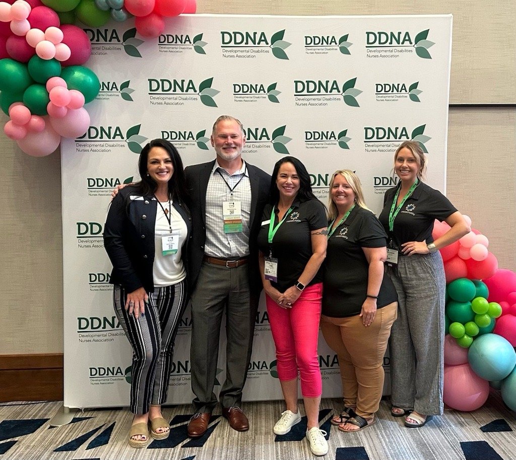 IntellectAbility's team (Grace Gould, Dr. Craig Escude, Dina Pizzurro-Smith, Michelle Smith, and Daleigh Tallent) had a great time at the DDNA Conference in Orlando, FL! #DDNA #Nursing #intellectualdisabilities #developmentaldisabilities #IDD #healthequity